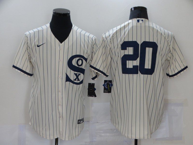 Men Chicago White Sox #20 No Name Cream stripe Dream version Game Nike 2021 MLB Jersey